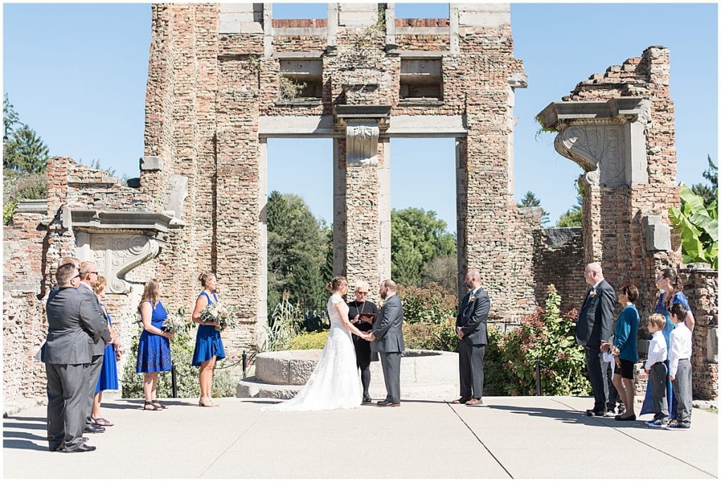 Wedding ceremony for intimate wedding at Holliday Park in Indianapolis