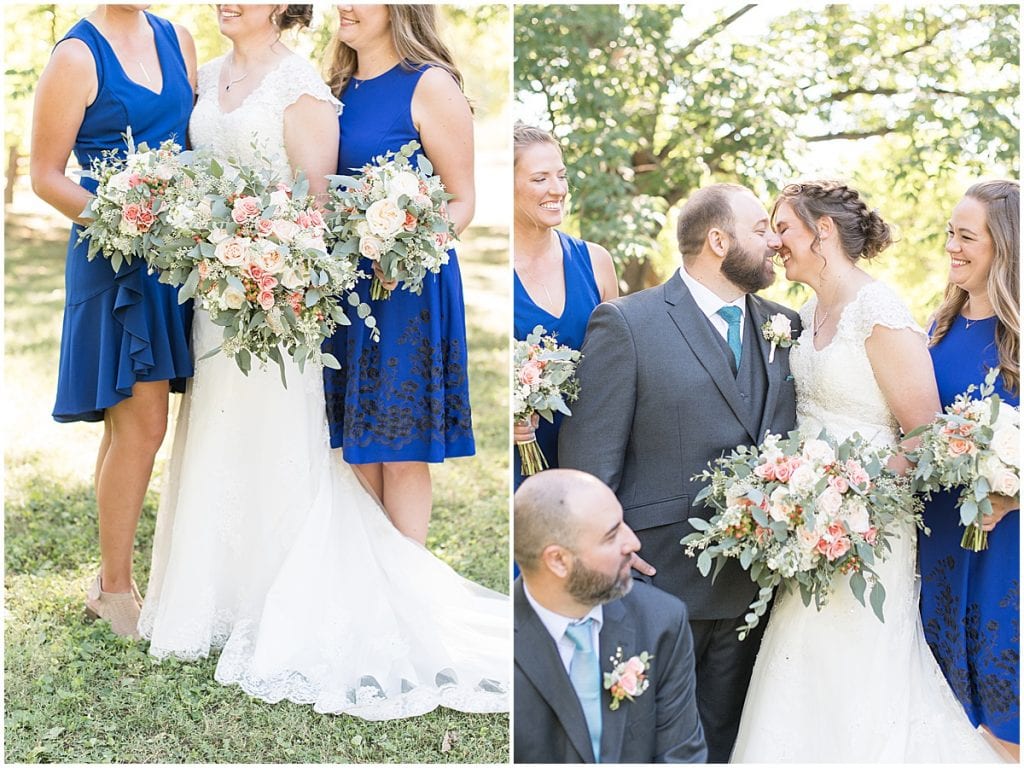 Bridal party photos for intimate wedding at Holliday Park in Indianapolis