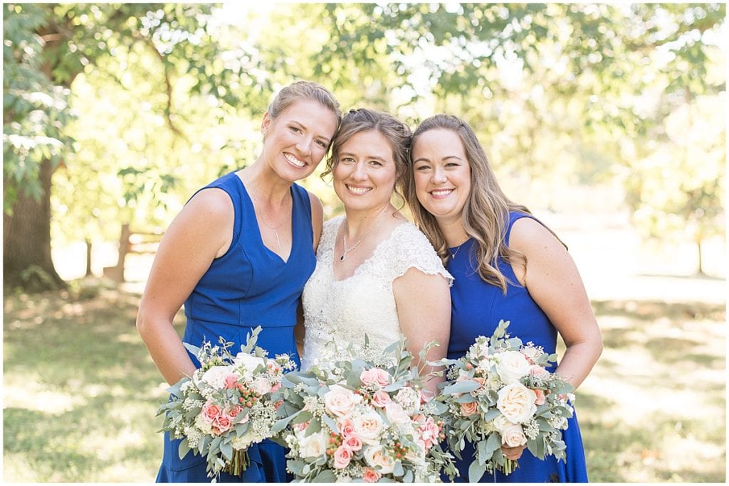 Bridal party photos for intimate wedding at Holliday Park in Indianapolis