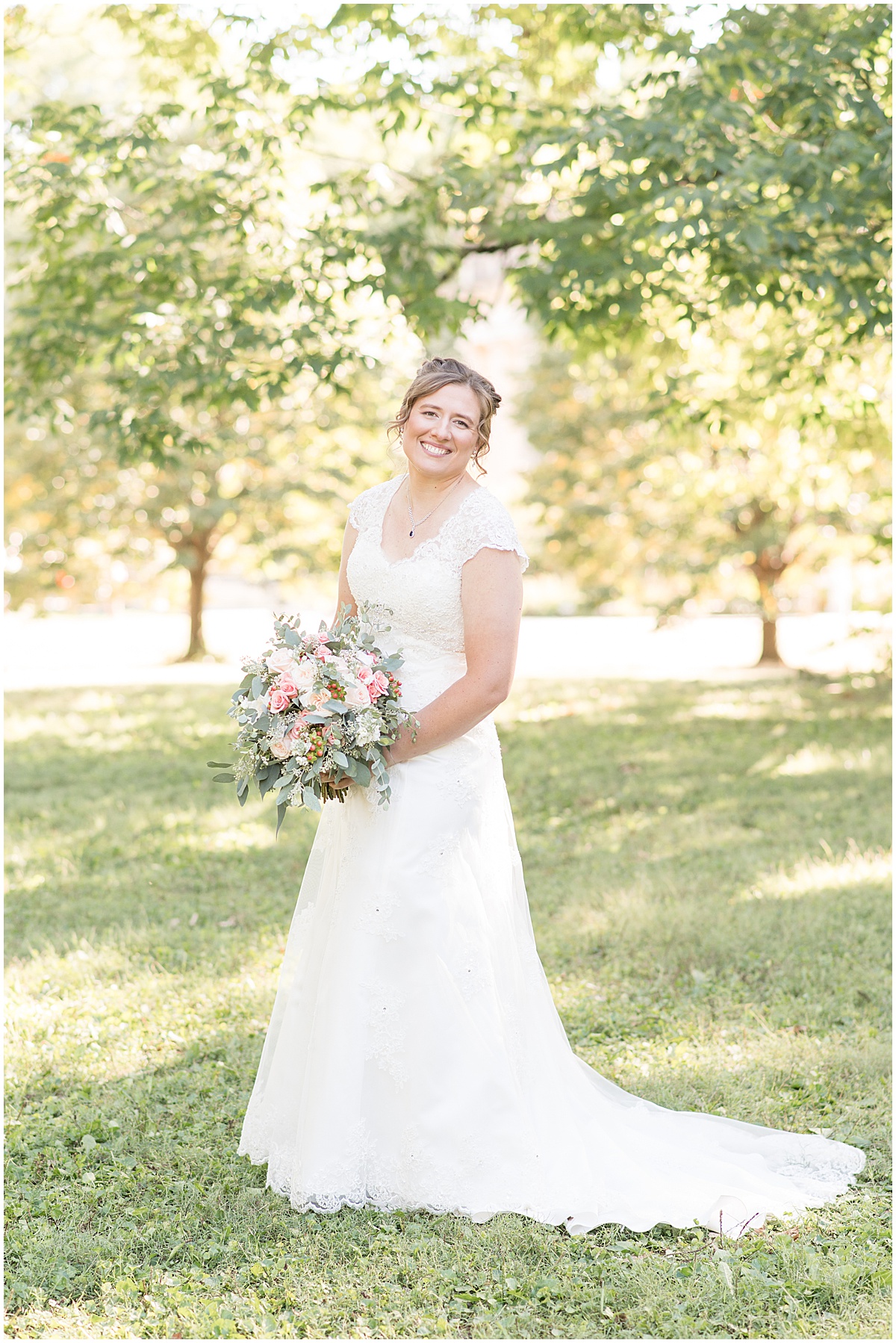 Bridal photos for intimate wedding at Holliday Park in Indianapolis