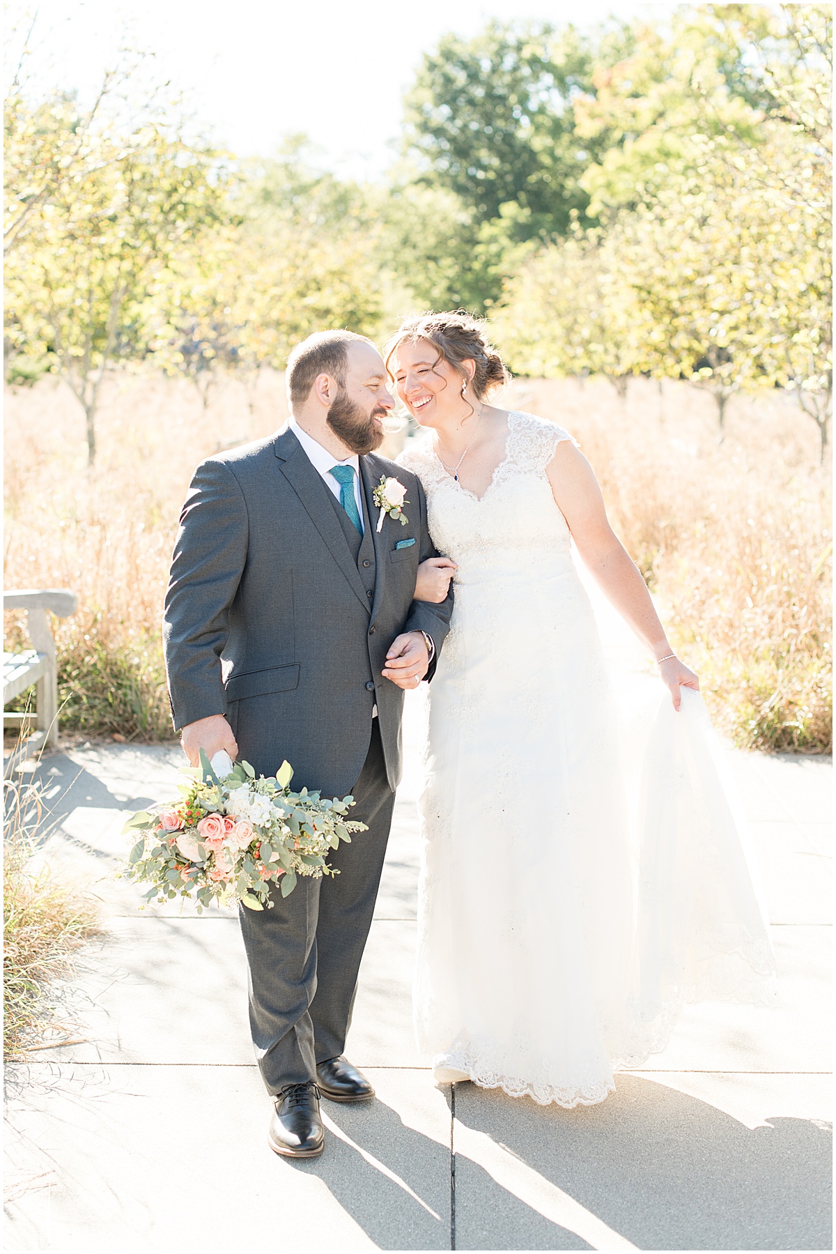 Couple photos for intimate wedding at Holliday Park in Indianapolis