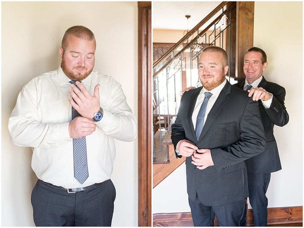 Groom getting ready photos at Meadow Springs Manor wedding in Francesville, Indiana
