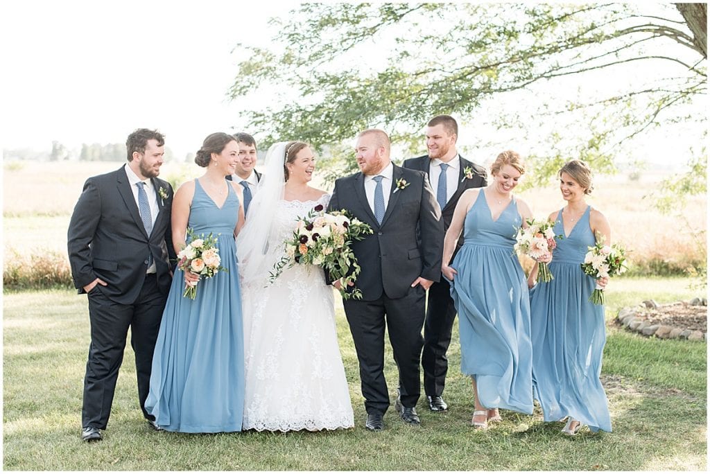 Bridal party photos at Meadow Springs Manor wedding in Francesville, Indiana