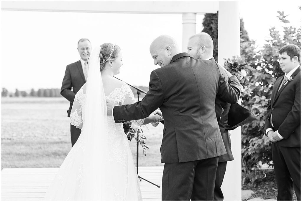 Ceremony photos at Meadow Springs Manor wedding in Francesville, Indiana