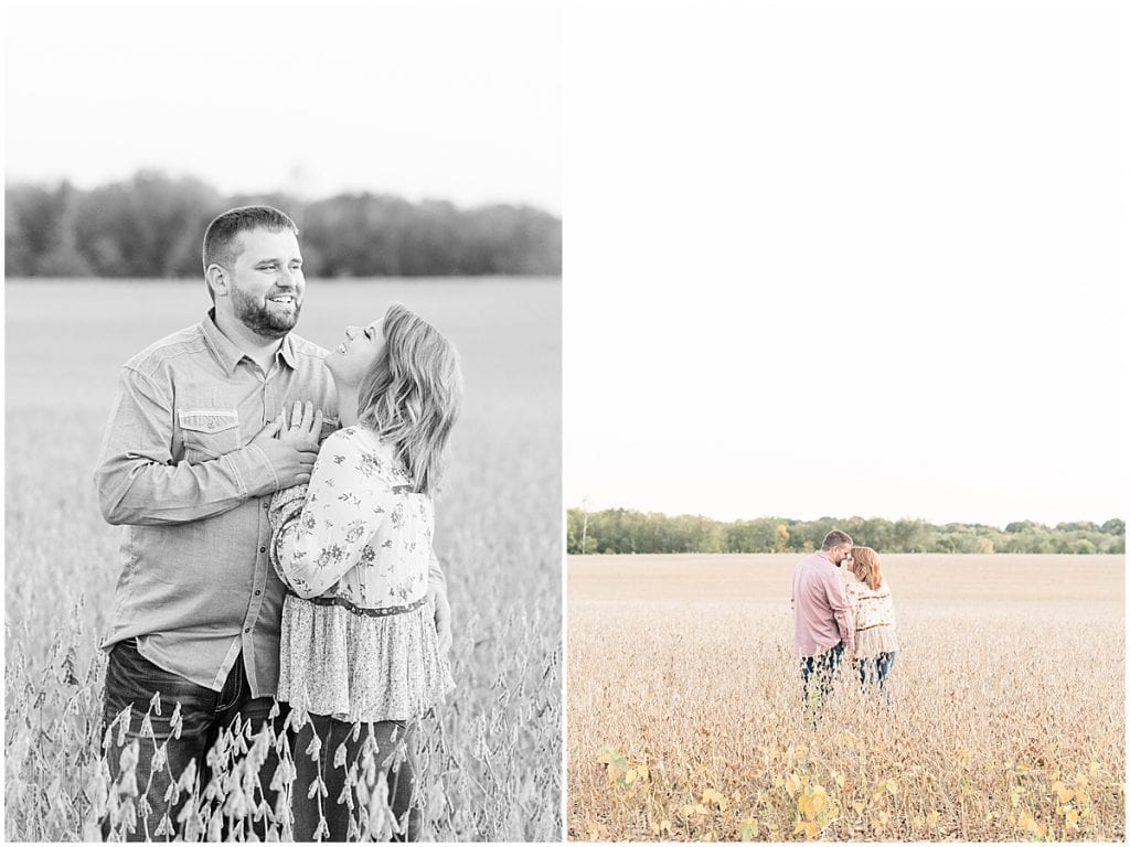 Country/private property engagement photos in Delphi, Indiana