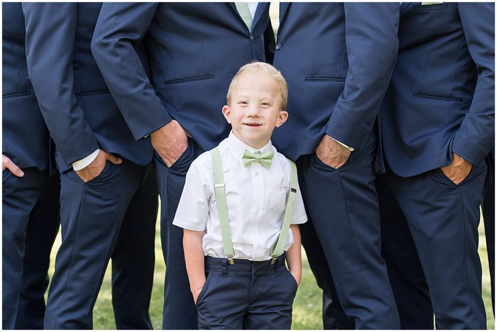 Ring bearer photo before ceremony at Trinity United Methodist Church in Rensselaer, Indiana.