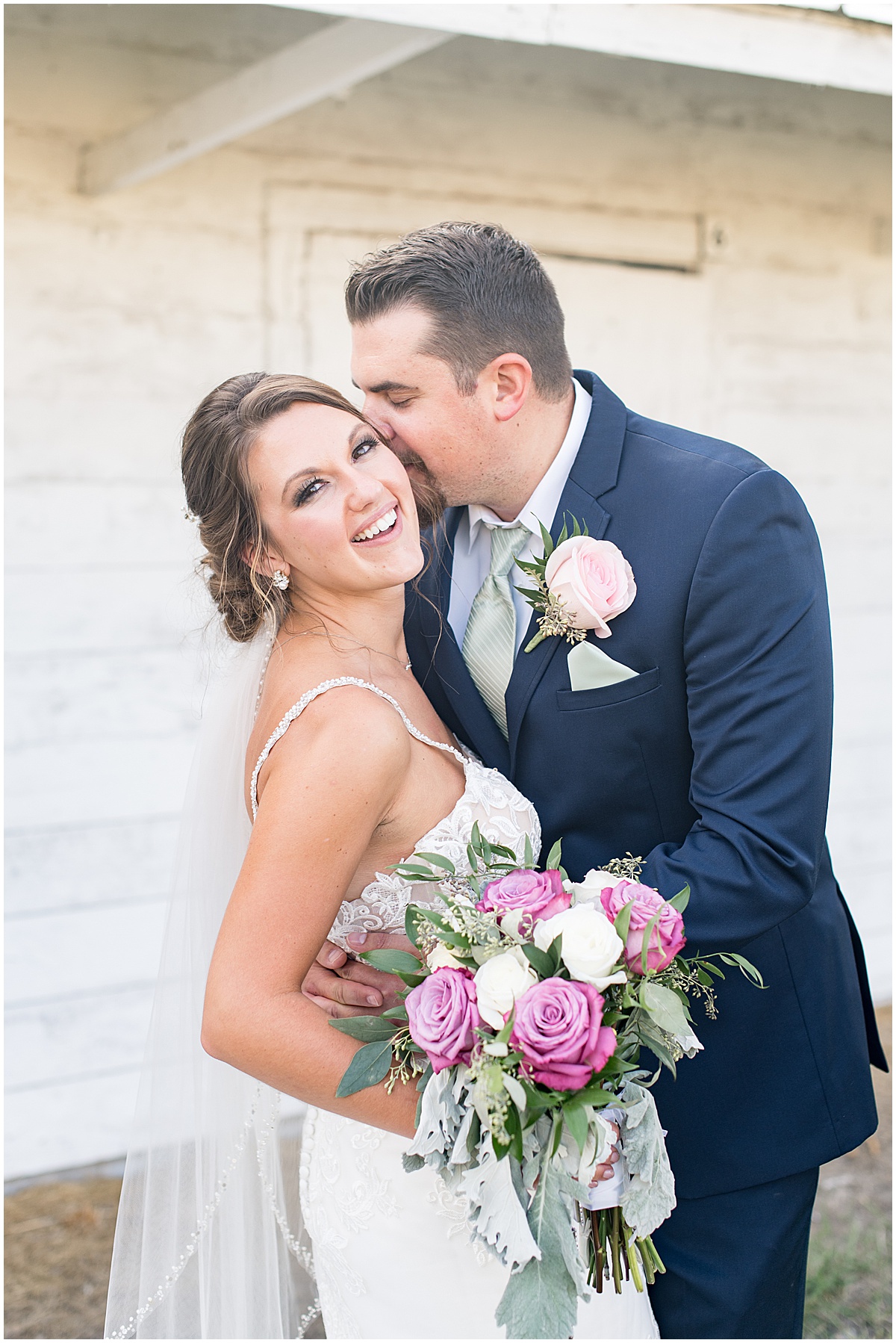 Bride and groom just married photos in Rensselaer, Indiana at the Jasper County fairgrounds