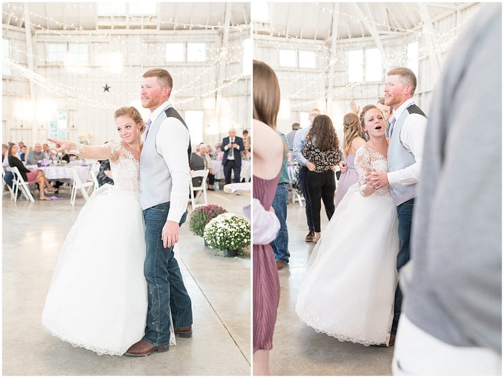 Dancing photos for wedding at Wagner Angus Barn in Wolcott, Indiana