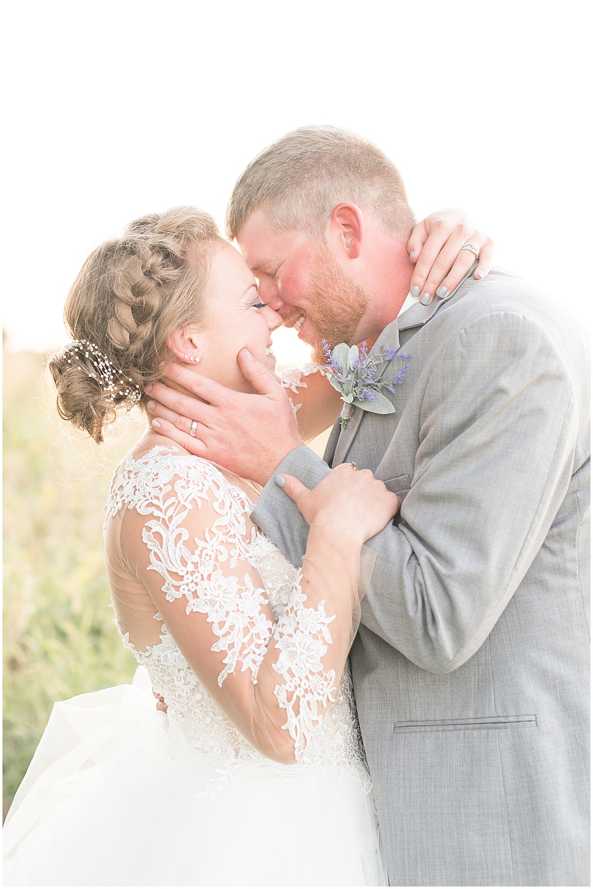 Bride and groom photos for wedding at Wagner Angus Barn in Wolcott, Indiana