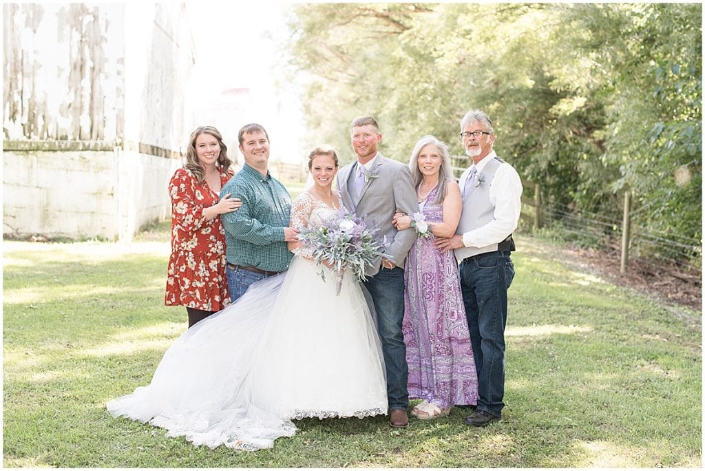 Family photos for wedding at Wagner Angus Barn in Wolcott, Indiana