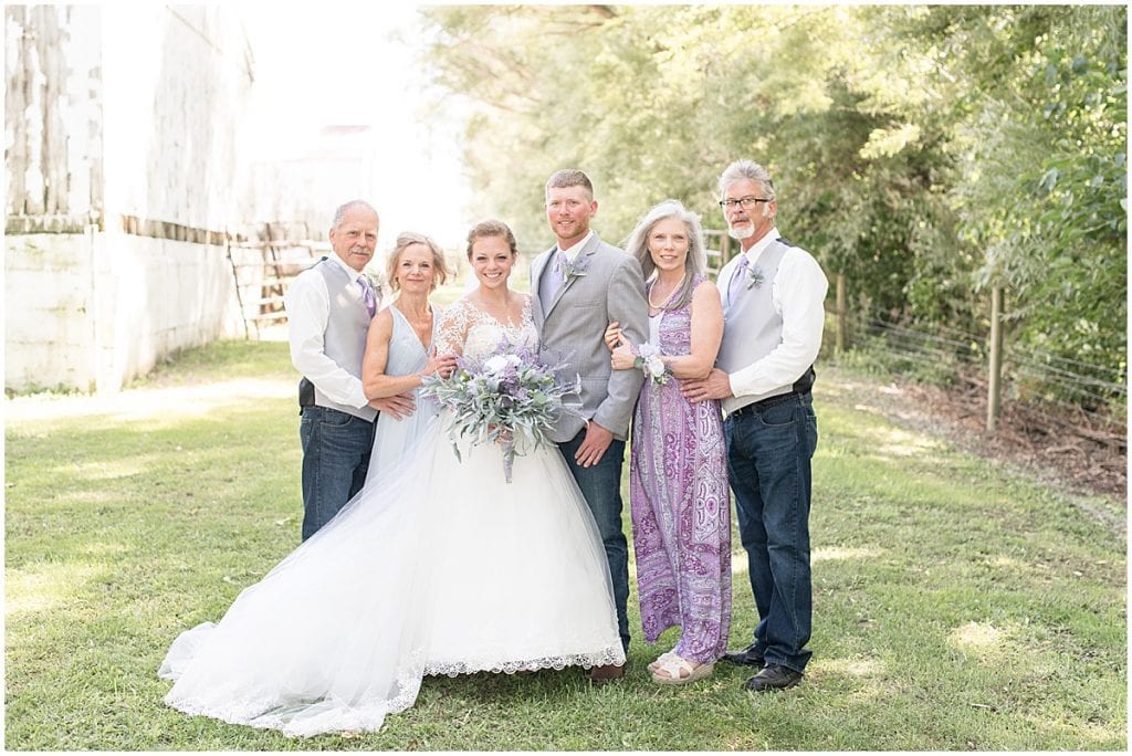 Family photos for wedding at Wagner Angus Barn in Wolcott, Indiana
