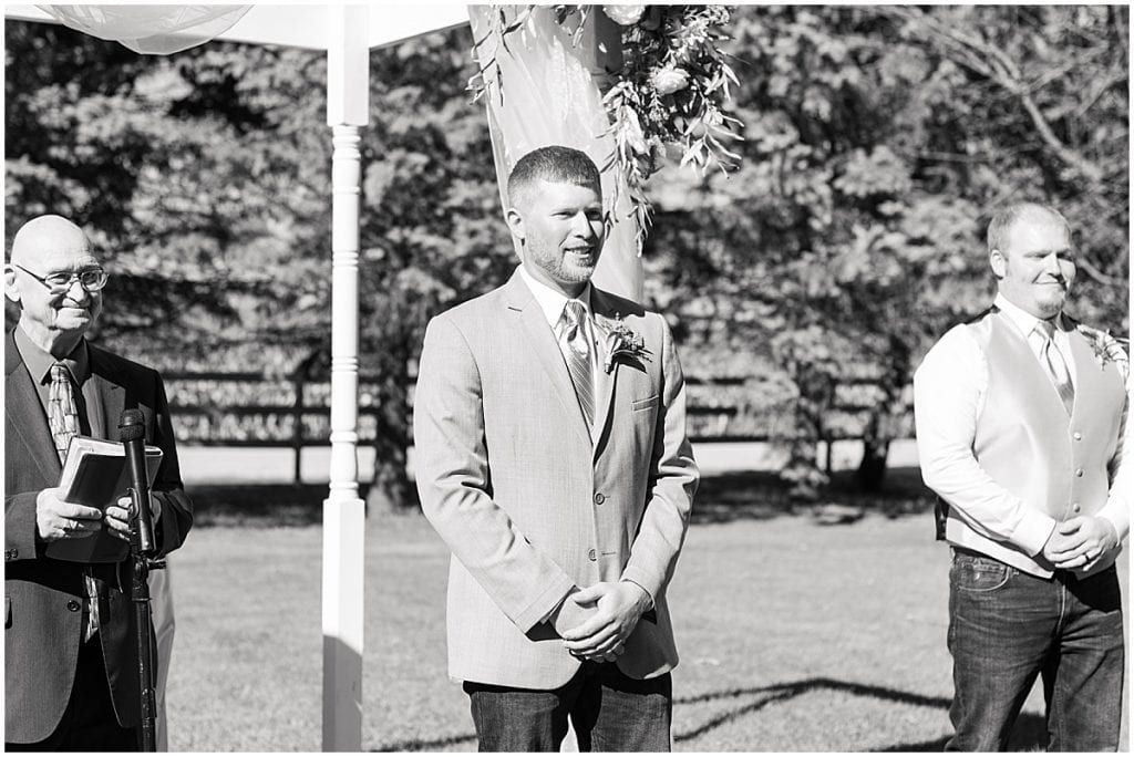 Ceremony photos for wedding at Wagner Angus Barn in Wolcott, Indiana