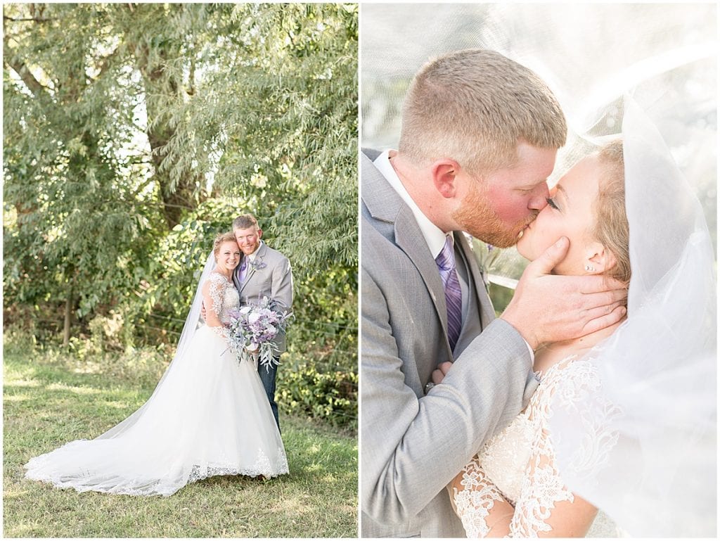 Bride and groom photos for wedding at Wagner Angus Barn in Wolcott, Indiana