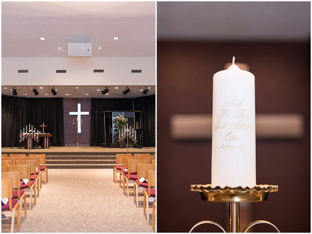 Sanctuary details for Cornerstone Christian Church wedding