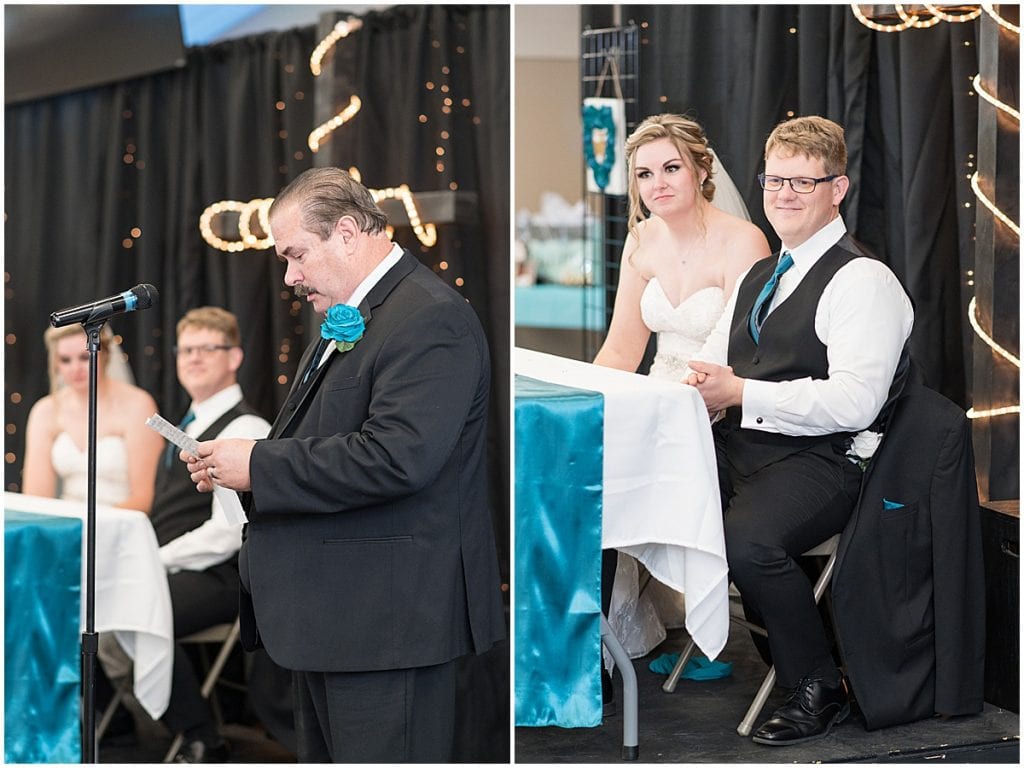 Wedding speeches at reception in Brownsburg, Indiana