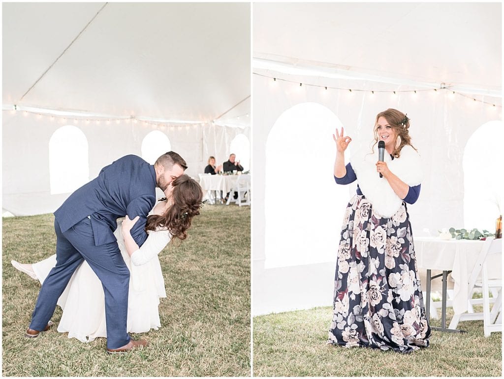 First dance in tent reception in Lafayette, Indiana