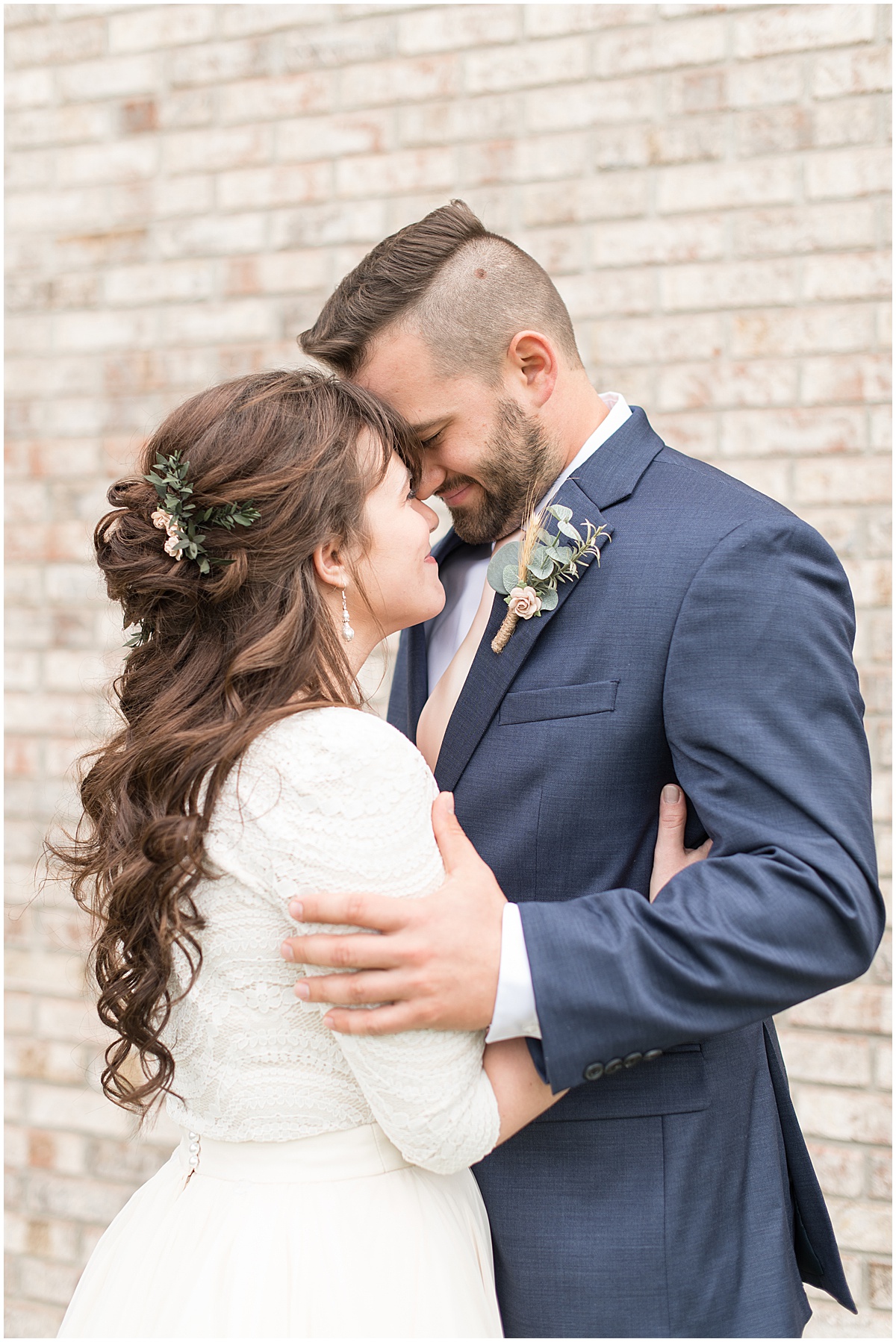Couple portraits after their first look in Lafayette, Indiana