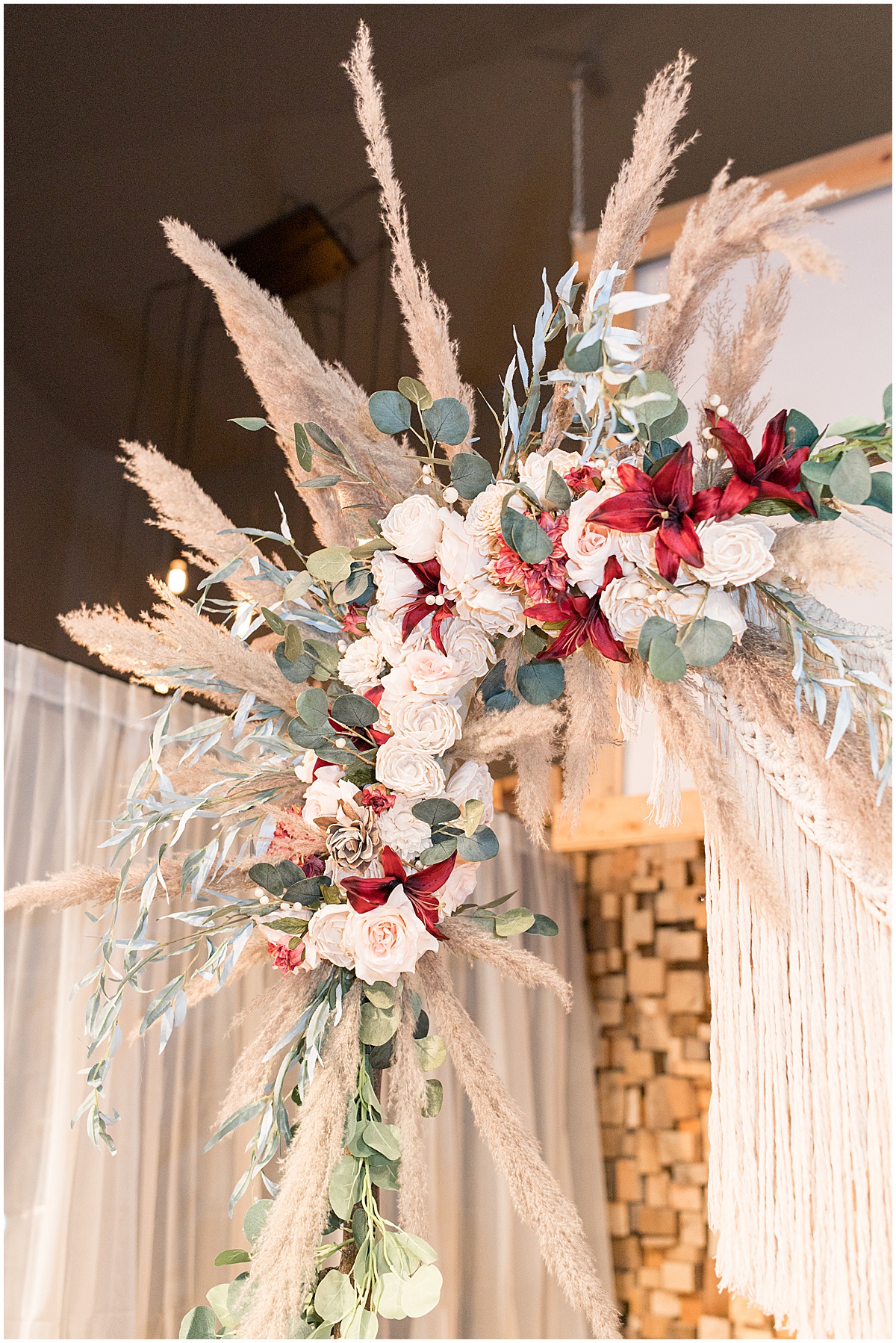 Fall floral details for wedding at Innovation Church in Lafayette, Indiana