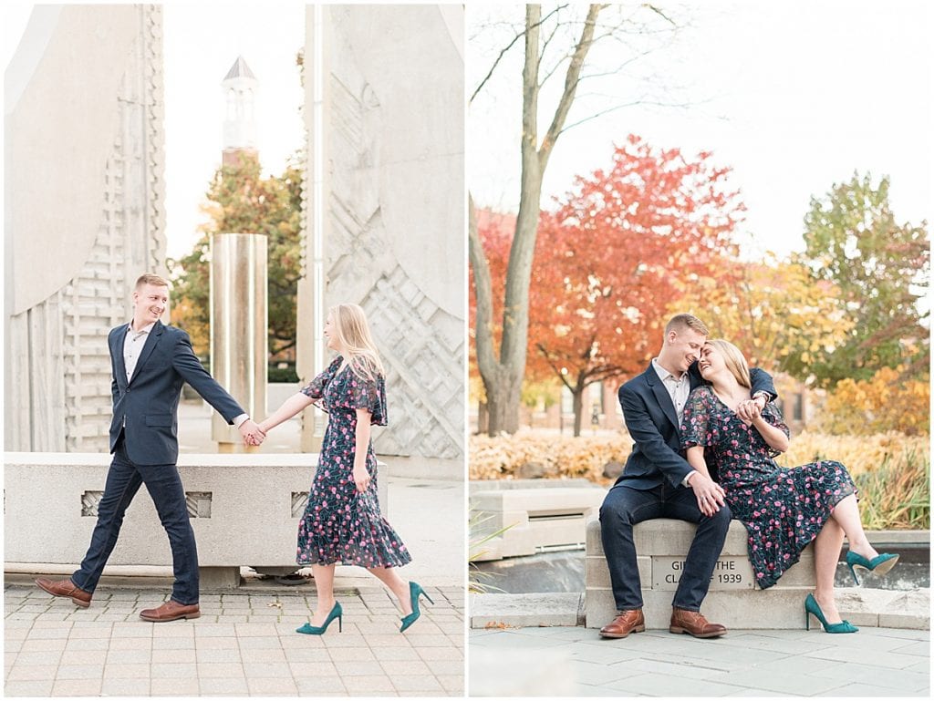 Fall engagement photos at Purdue University by Lafayette, Indiana Wedding Photographer Victoria Rayburn