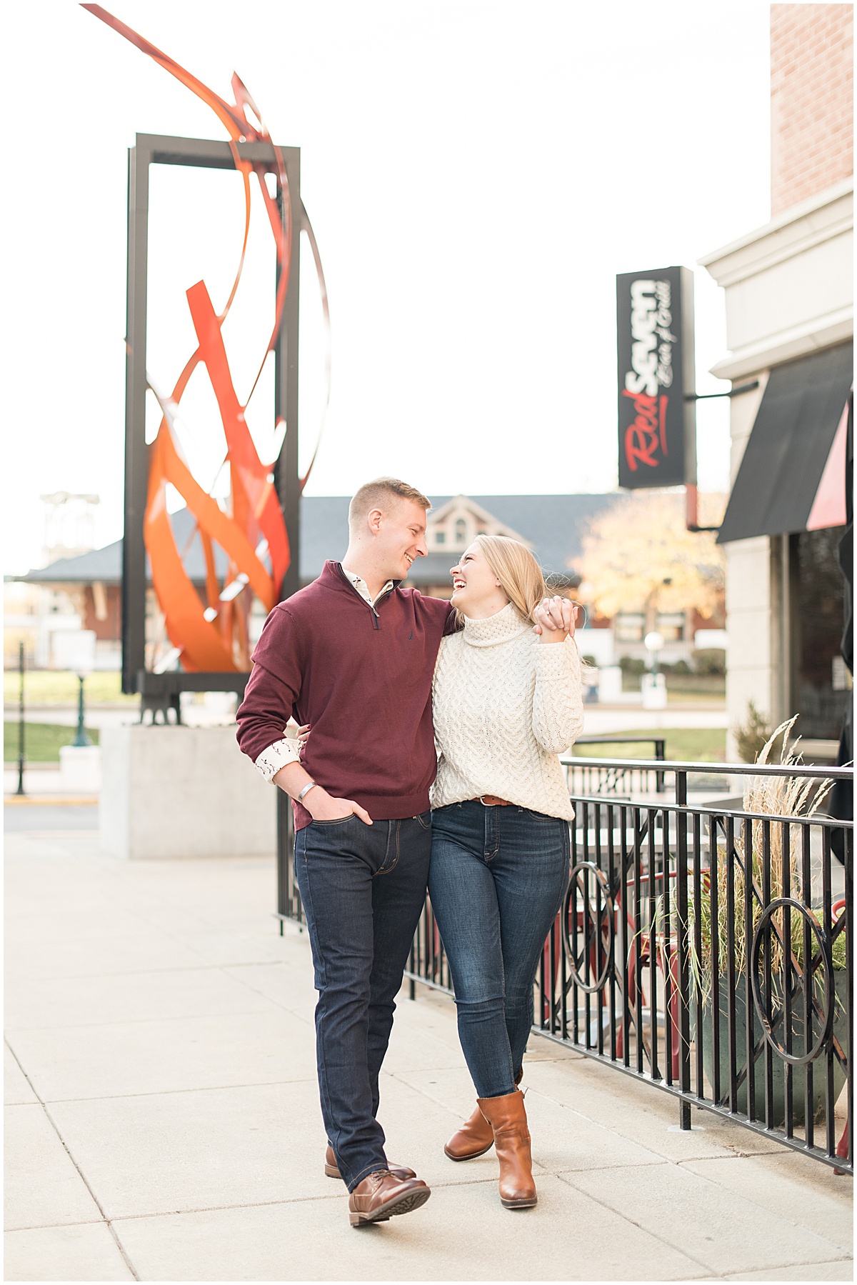 Fall engagement photos in downtown Lafayette, Indiana