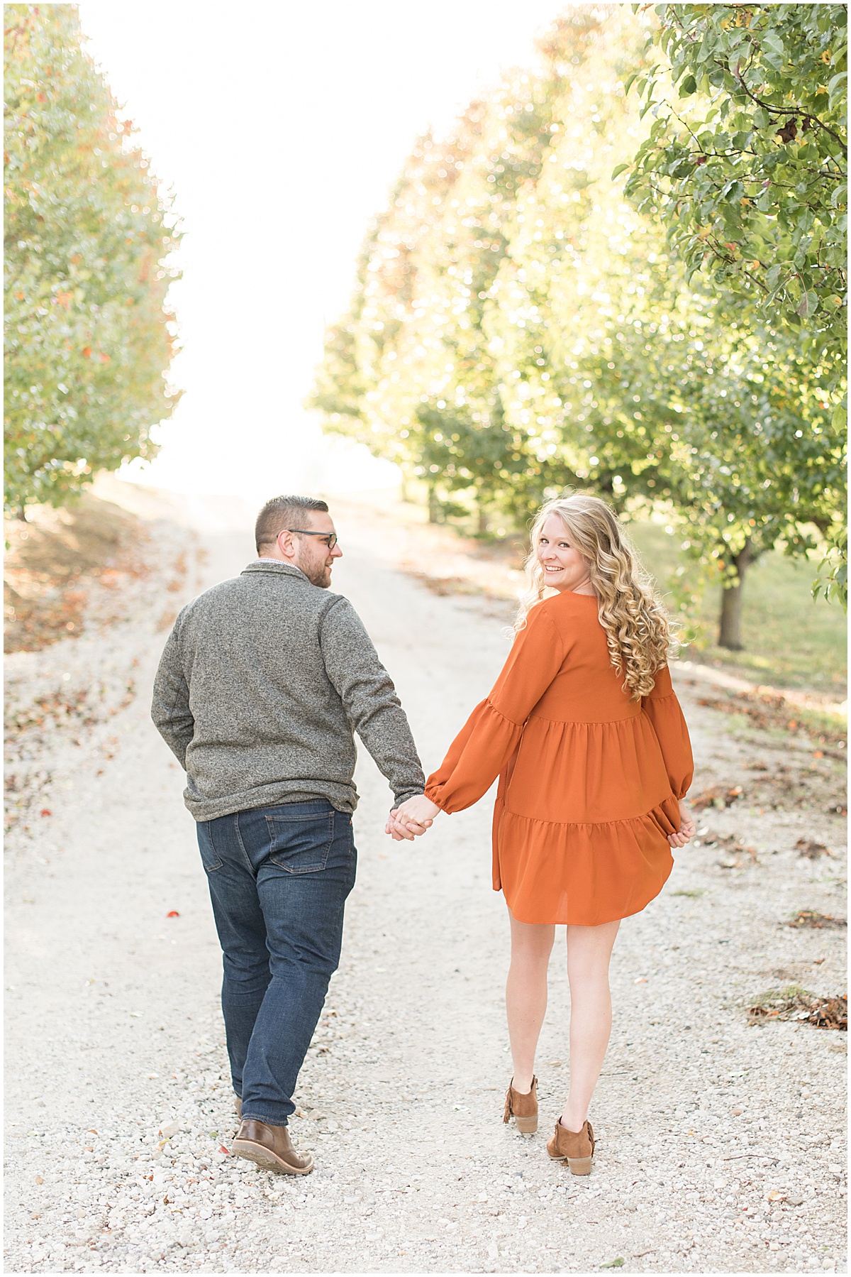 Fall engagement photos at Wea Creek Orchard in Lafayette, Indiana