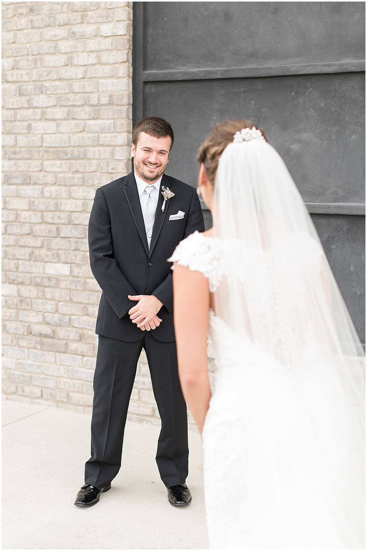 First look before Bel Air Events wedding in Kokomo, Indiana by Victoria Rayburn Photography