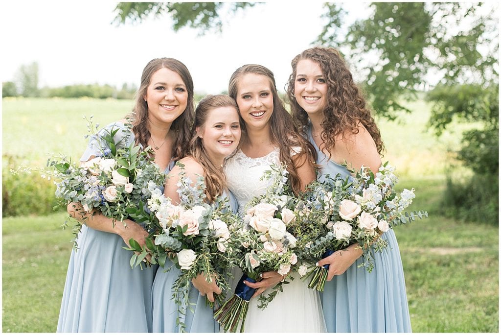 Bridal party photos before The Blessing Barn in Lafayette, Indiana by Victoria Rayburn Photography