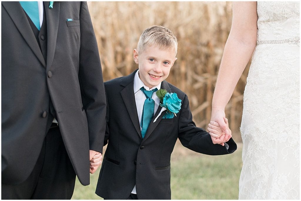 Son of newly married couple after Cornerstone Christian Church wedding in Brownsburg, Indiana by Victoria Rayburn Photography