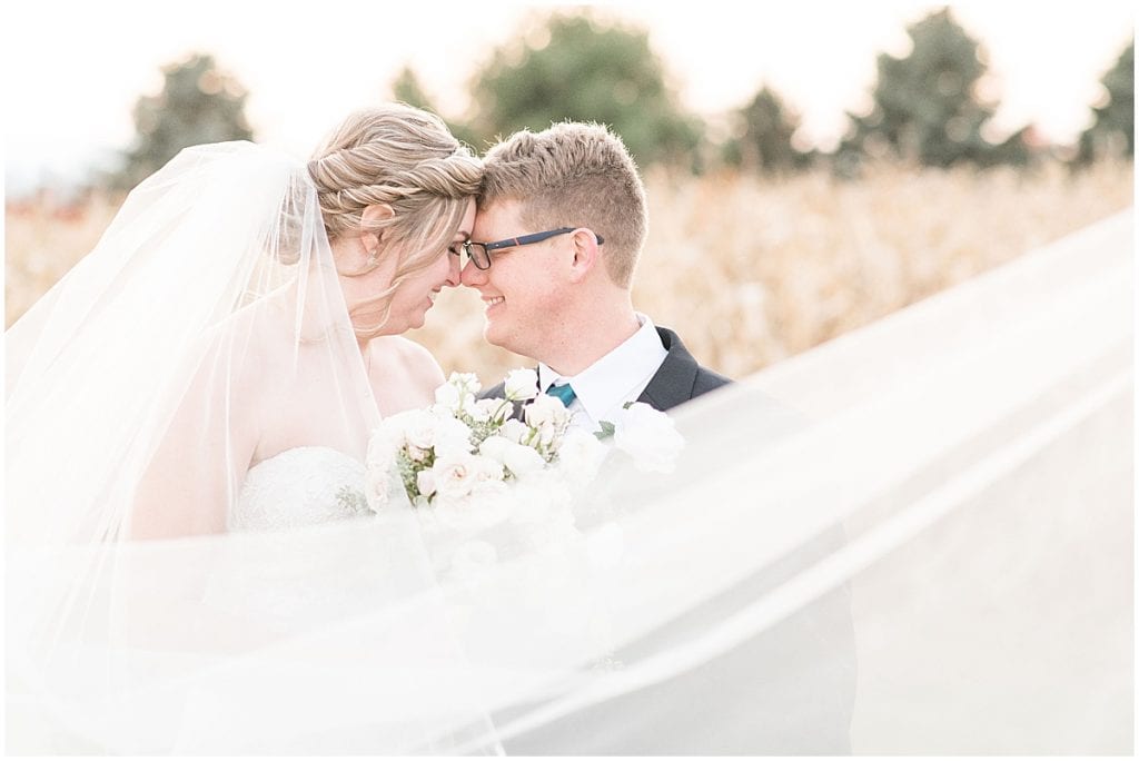 Just married photos outside Cornerstone Christian Church wedding in Brownsburg, Indiana by Victoria Rayburn Photography