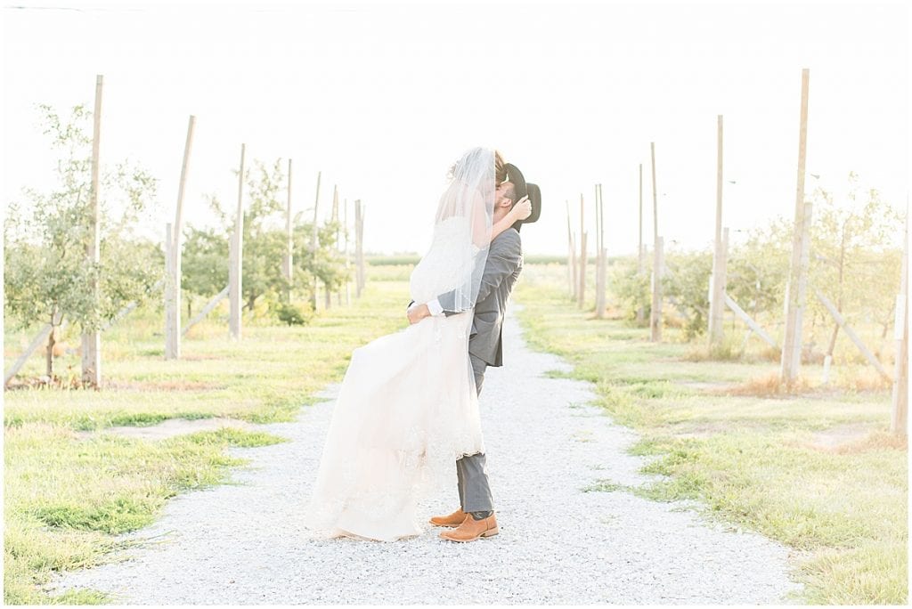 Just married photos after Wea Creek Orchard wedding in Lafayette, Indiana