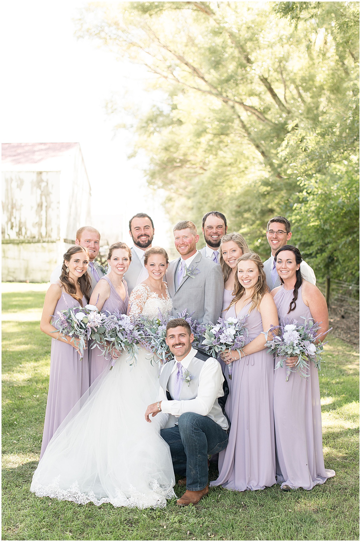 Bridal party for wedding at the Wagner Angus Barn in Wolcott, Indiana by Victoria Rayburn Photography