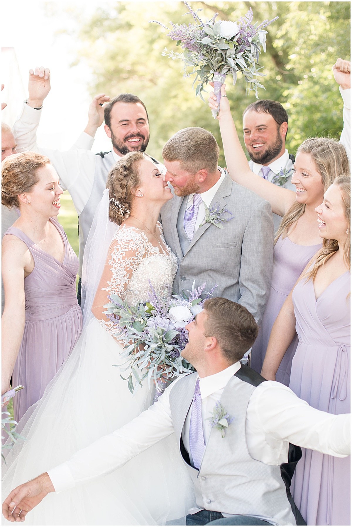 Bridal party excited for wedding at the Wagner Angus Barn in Wolcott, Indiana by Victoria Rayburn Photography
