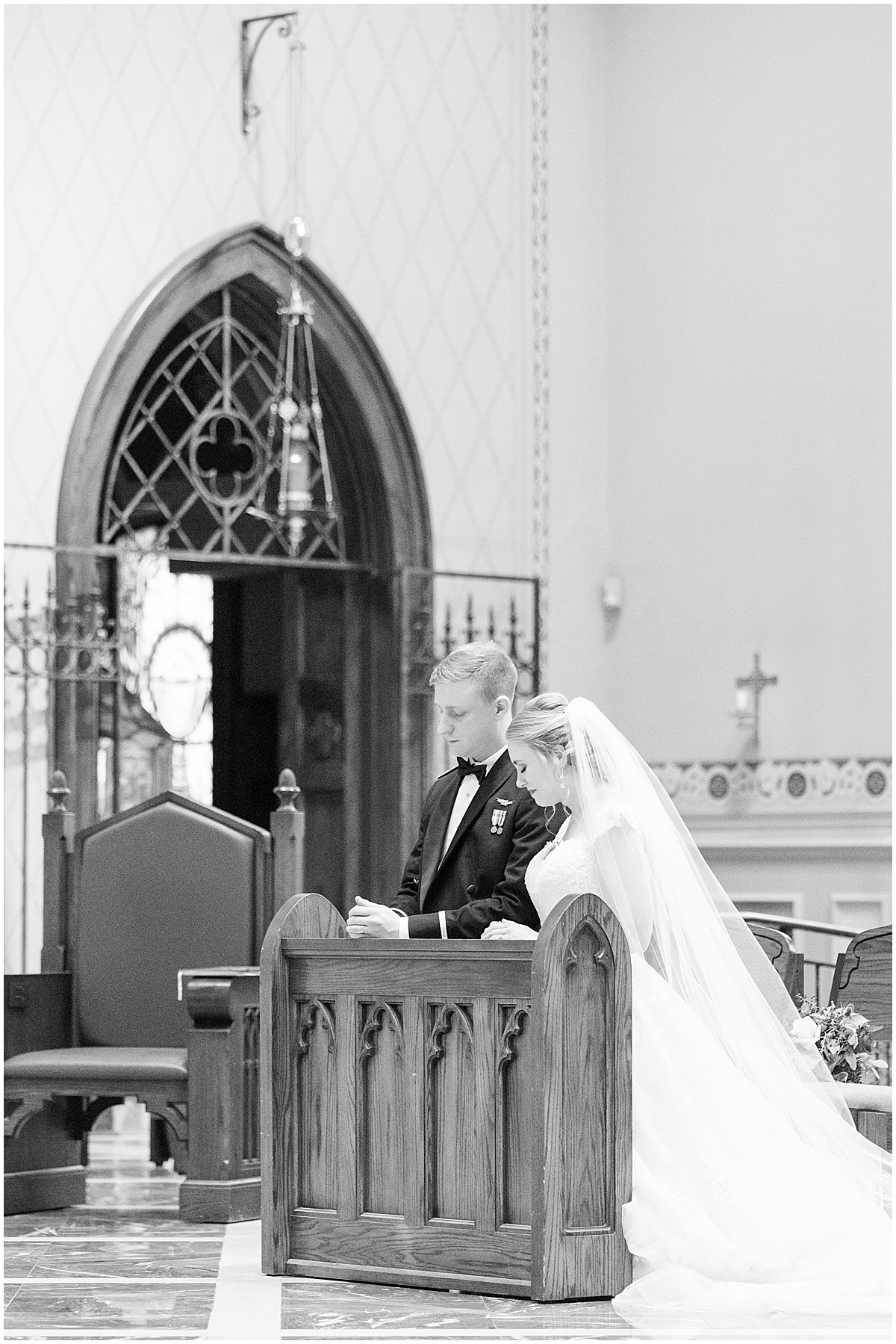 Wedding ceremony at the Cathedral of Saint Mary in Lafayette, Indiana