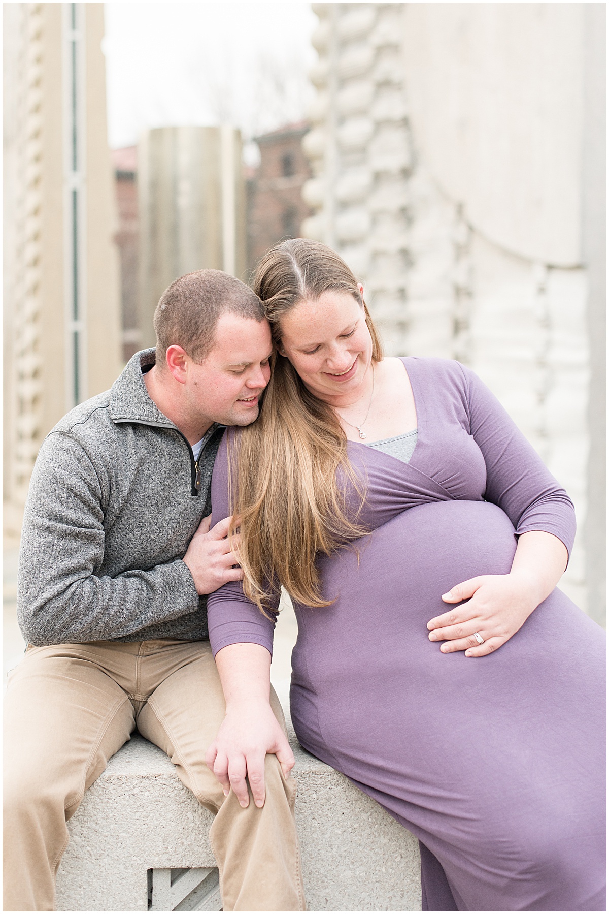 Winter Purdue University maternity photos in West Lafayette, Indiana