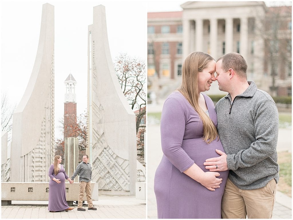 Winter Purdue University maternity photos in West Lafayette, Indiana