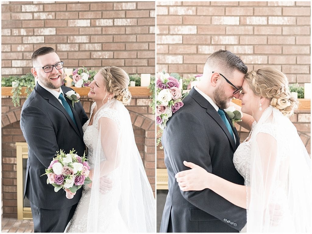 Bride and groom before at-home, socially distanced wedding in Tinley Park, Illinois