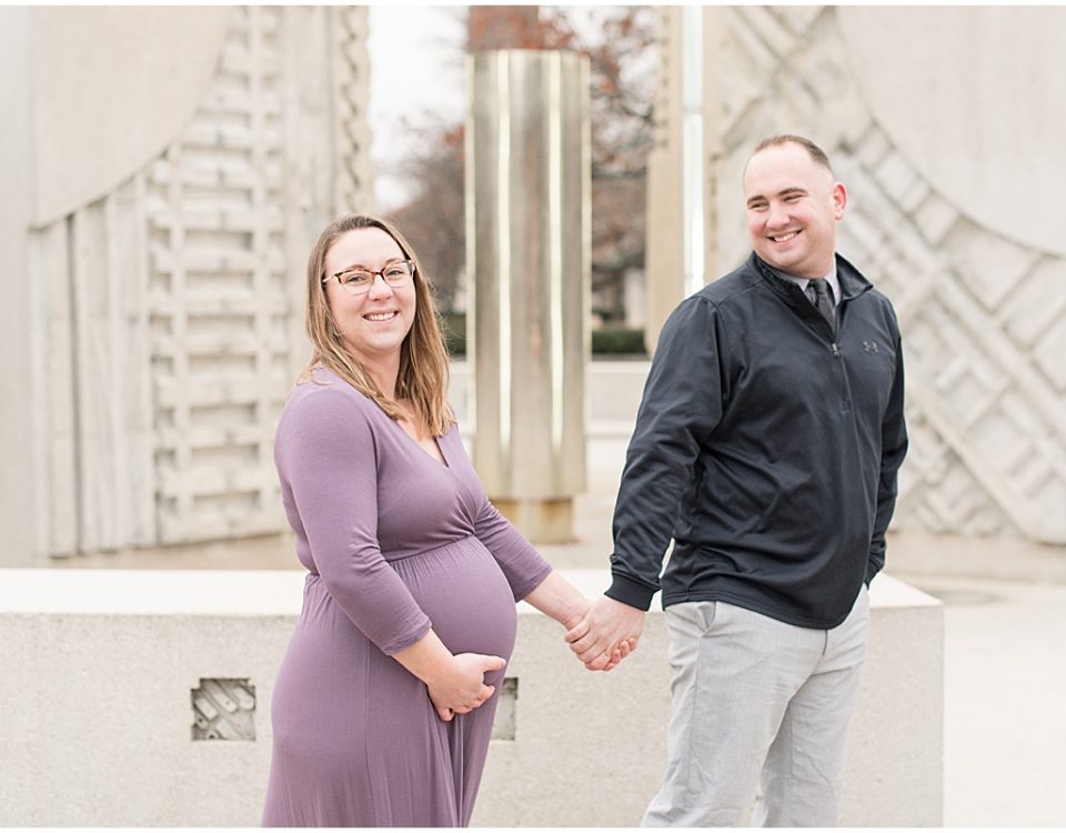 Winter maternity photos at Purdue University