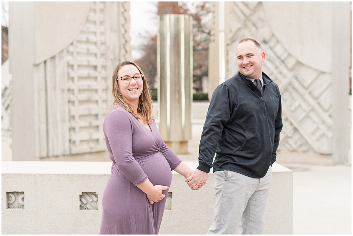 Winter maternity photos at Purdue University