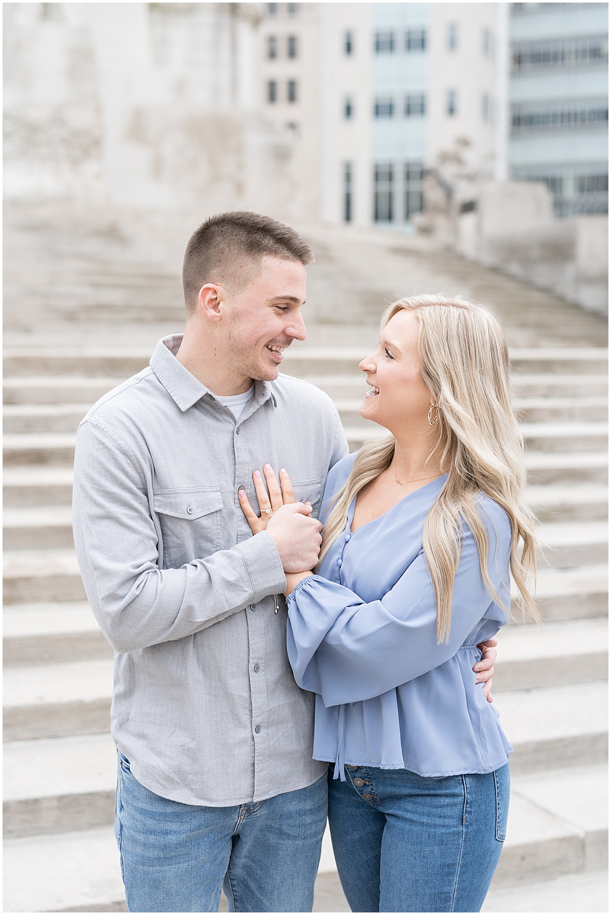 Engagement photos in downtown Indianapolis by Monument Circle by Victoria Rayburn Photography