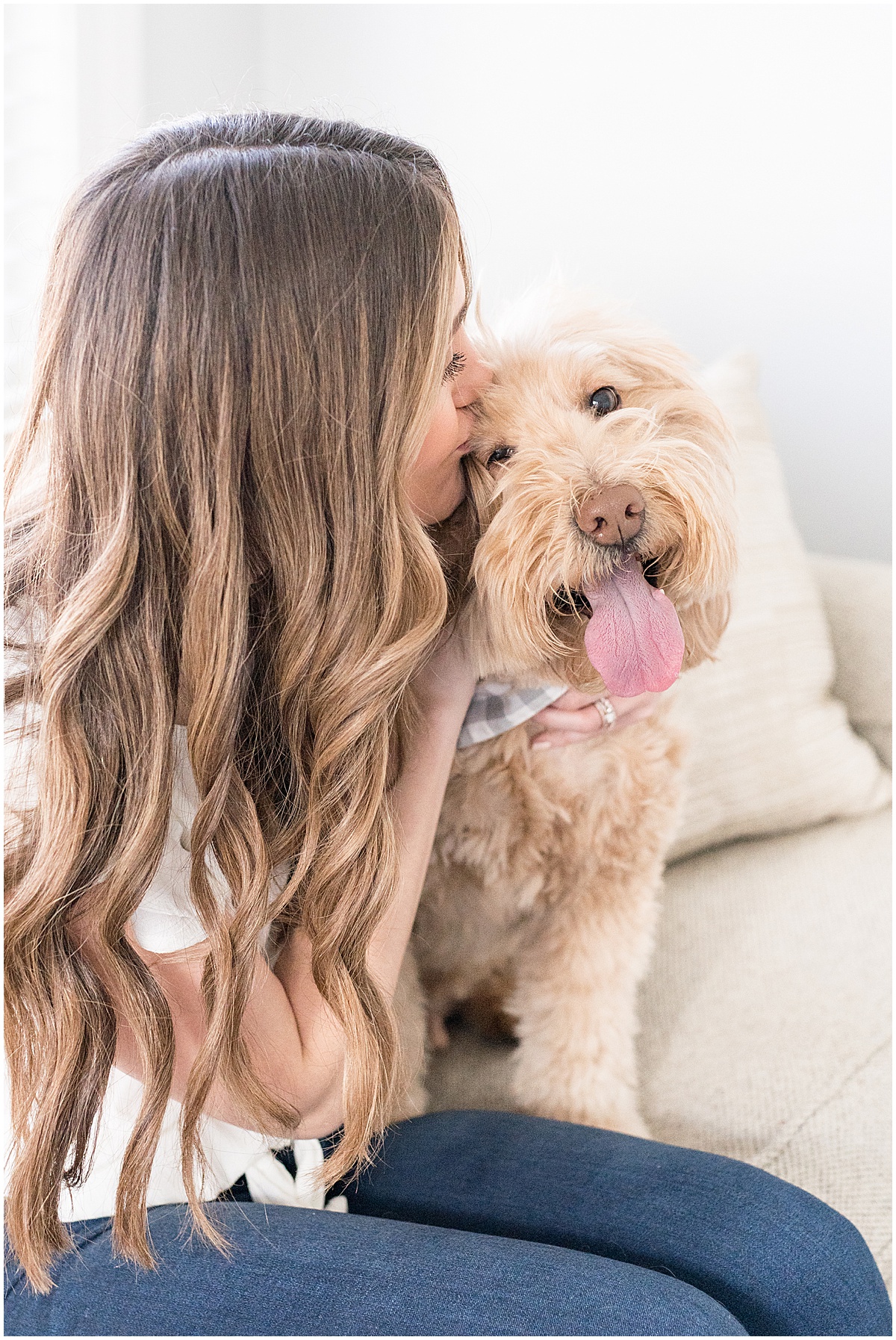 Lafayette, Indiana Hairstylist Kelli Taylor with her goldendoodle, Mackey