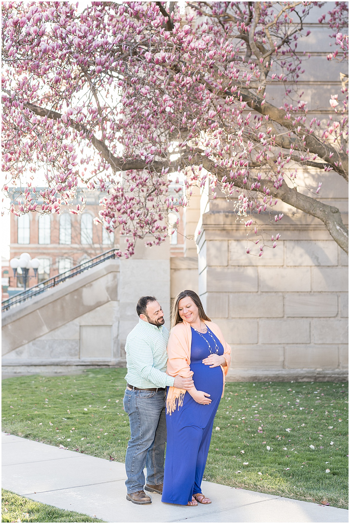 Spring maternity photos in downtown Lafayette, Indiana