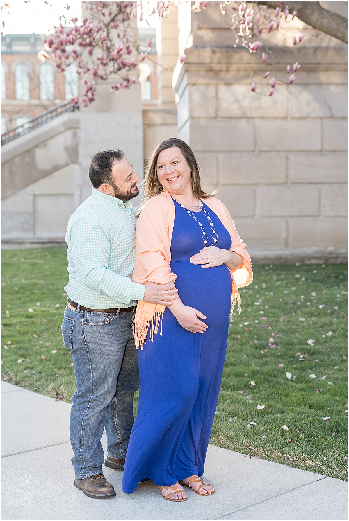 Spring maternity photos in downtown Lafayette, Indiana