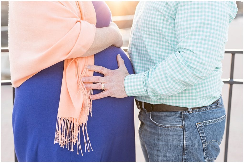 Maternity photos on the Pedestrian Bridge in downtown Lafayette, Indiana