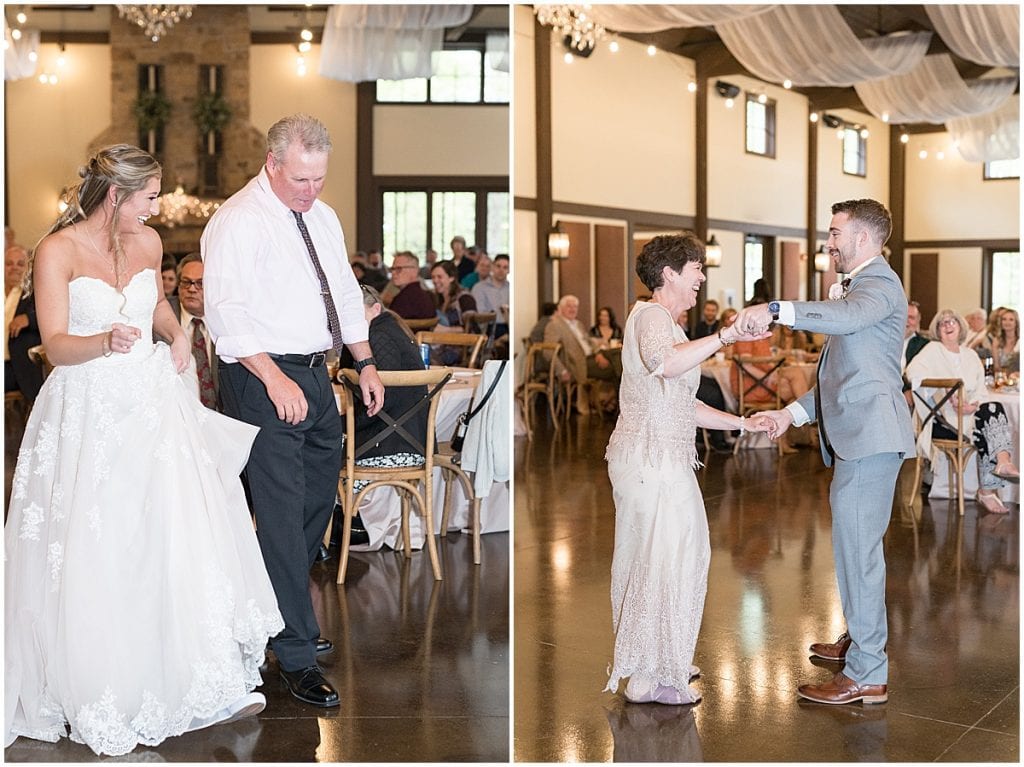 Special dances during reception of Barn at Bay Horse Inn wedding in Greenwood, Indiana