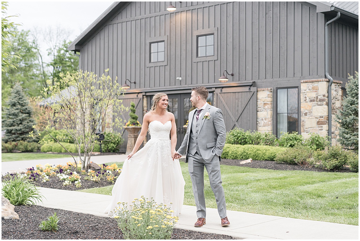 Sunset photos outside of Barn at Bay Horse Inn wedding in Greenwood, Indiana