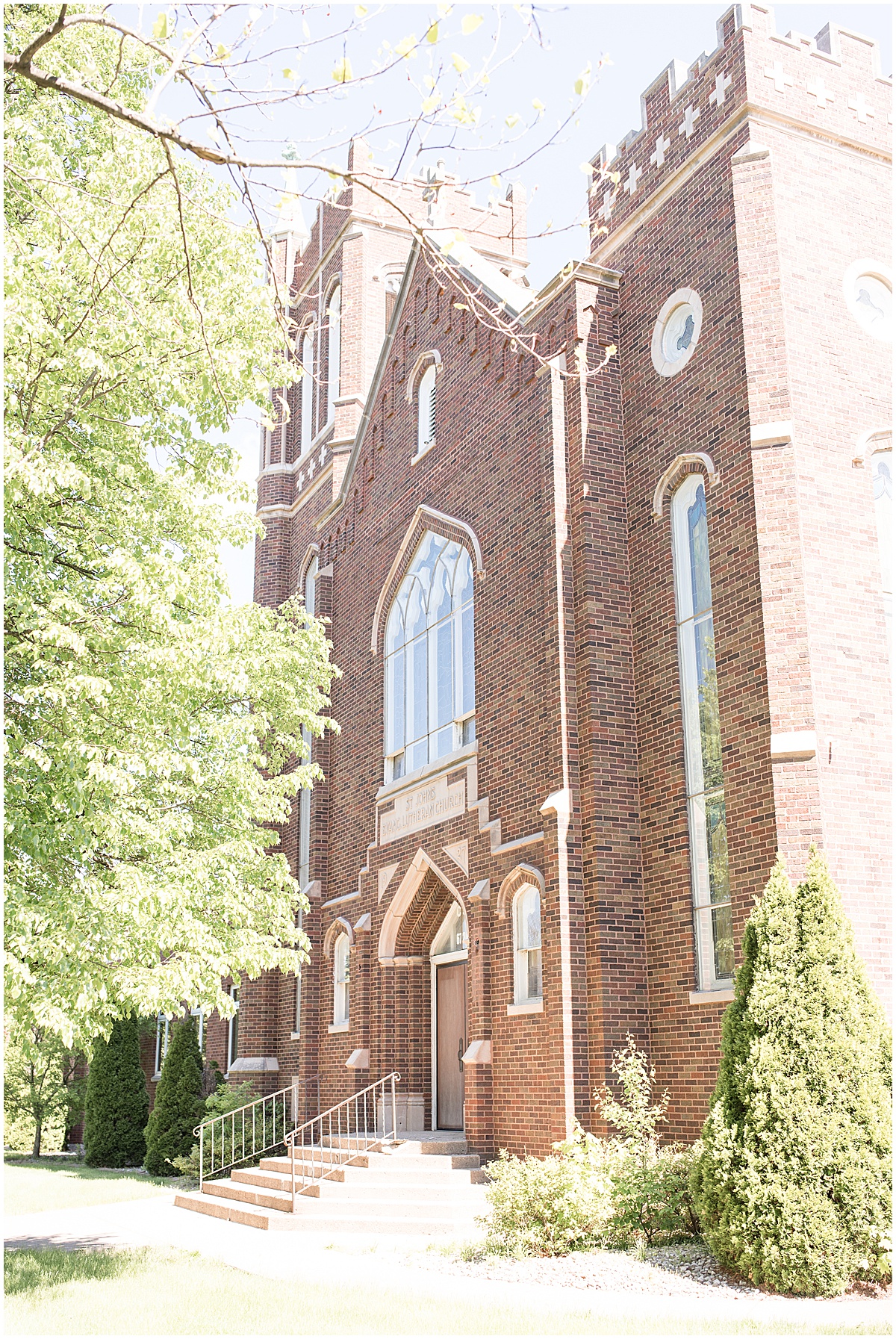 Church building for wedding at St. John Lutheran Church in Indianapolis