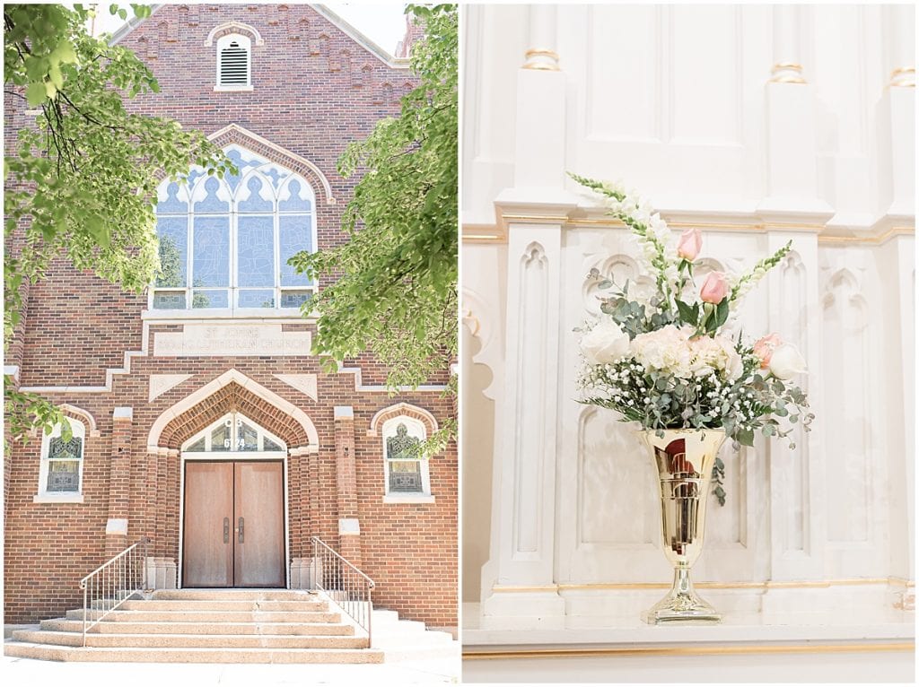 Ceremony details for wedding at St. John Lutheran Church in Indianapolis