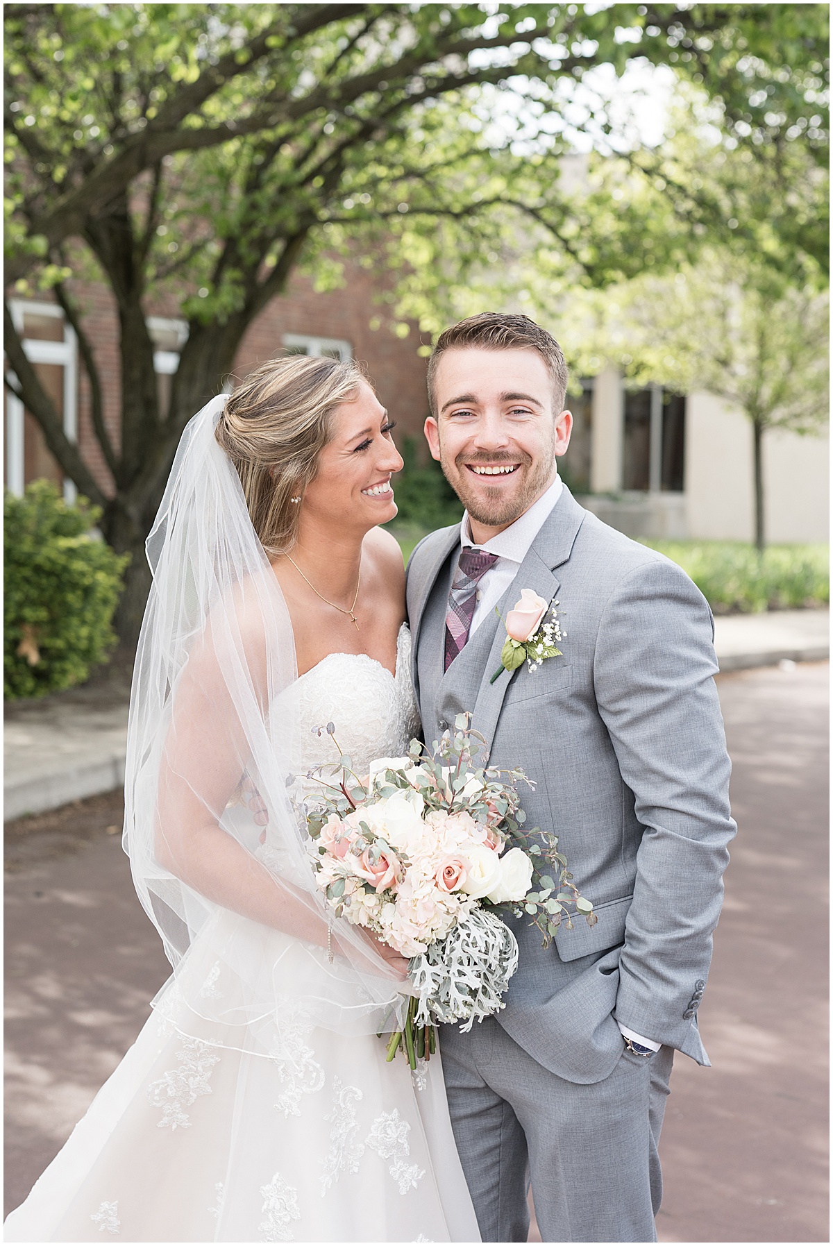 Bride and groom just married photos for Barn at Bay Horse Inn wedding in Greenwood, Indiana
