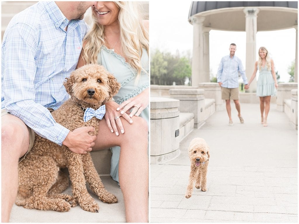 Coxhall Gardens Engagement Photos in Carmel, Indiana with dog