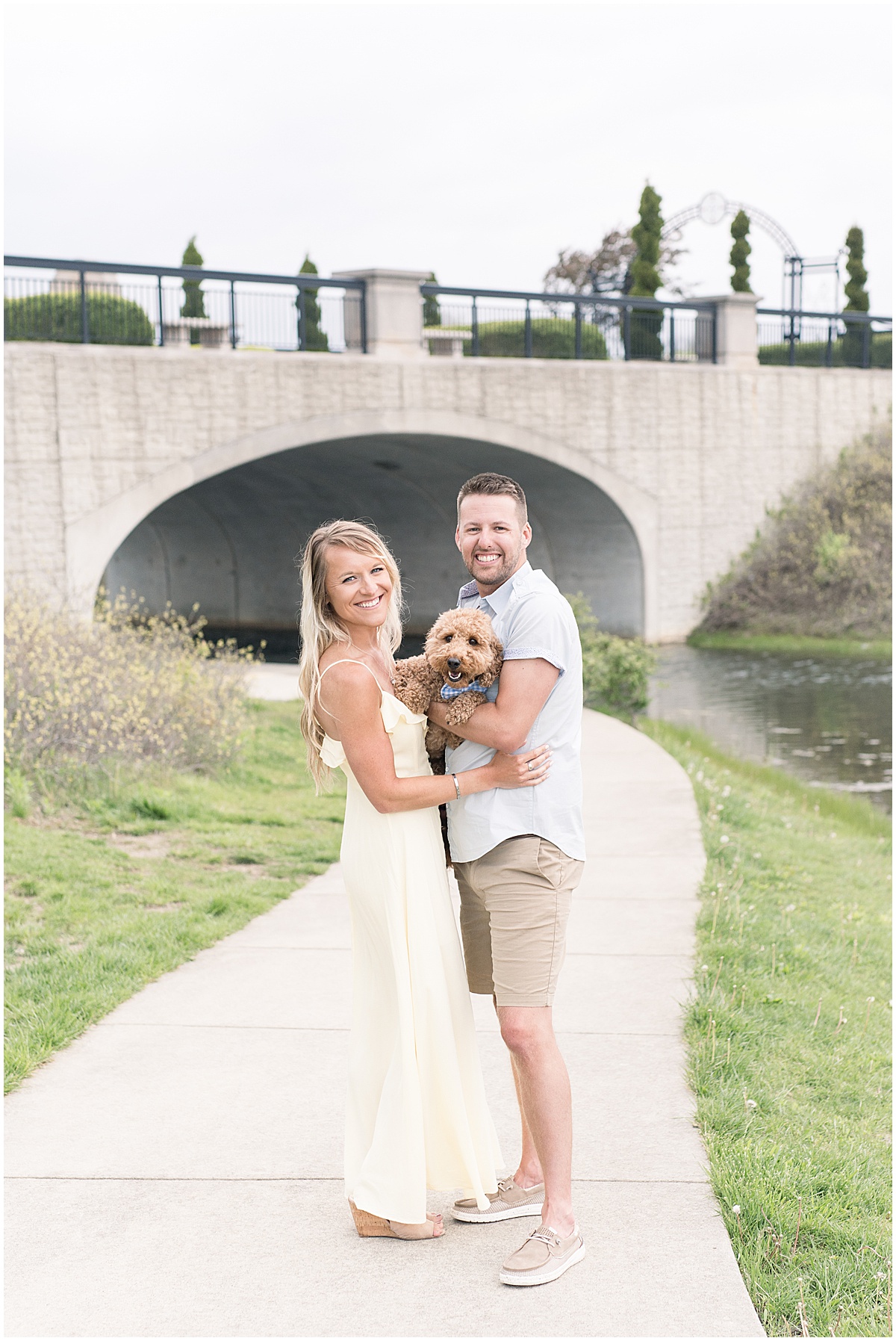 Coxhall Gardens Engagement Photos in Carmel, Indiana with dog